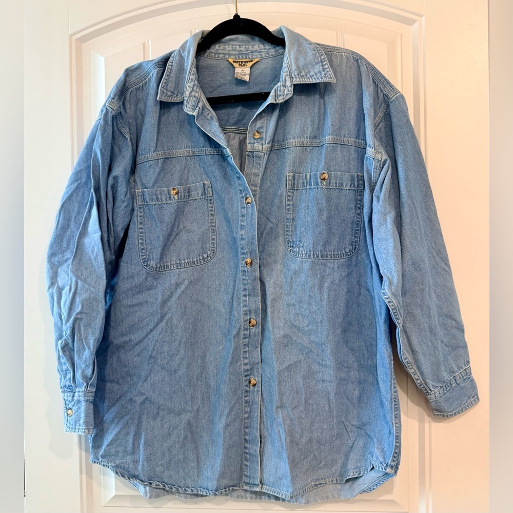 Northwest Blue Cotton Denim Long Sleeved Layering Shirt Sustainable
